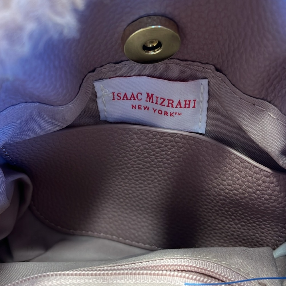 Isaac Mizrahi Faux Lavender Fur Gold Chain Strap Mini Crossbody Mini Handbag - Picture 5 of 12